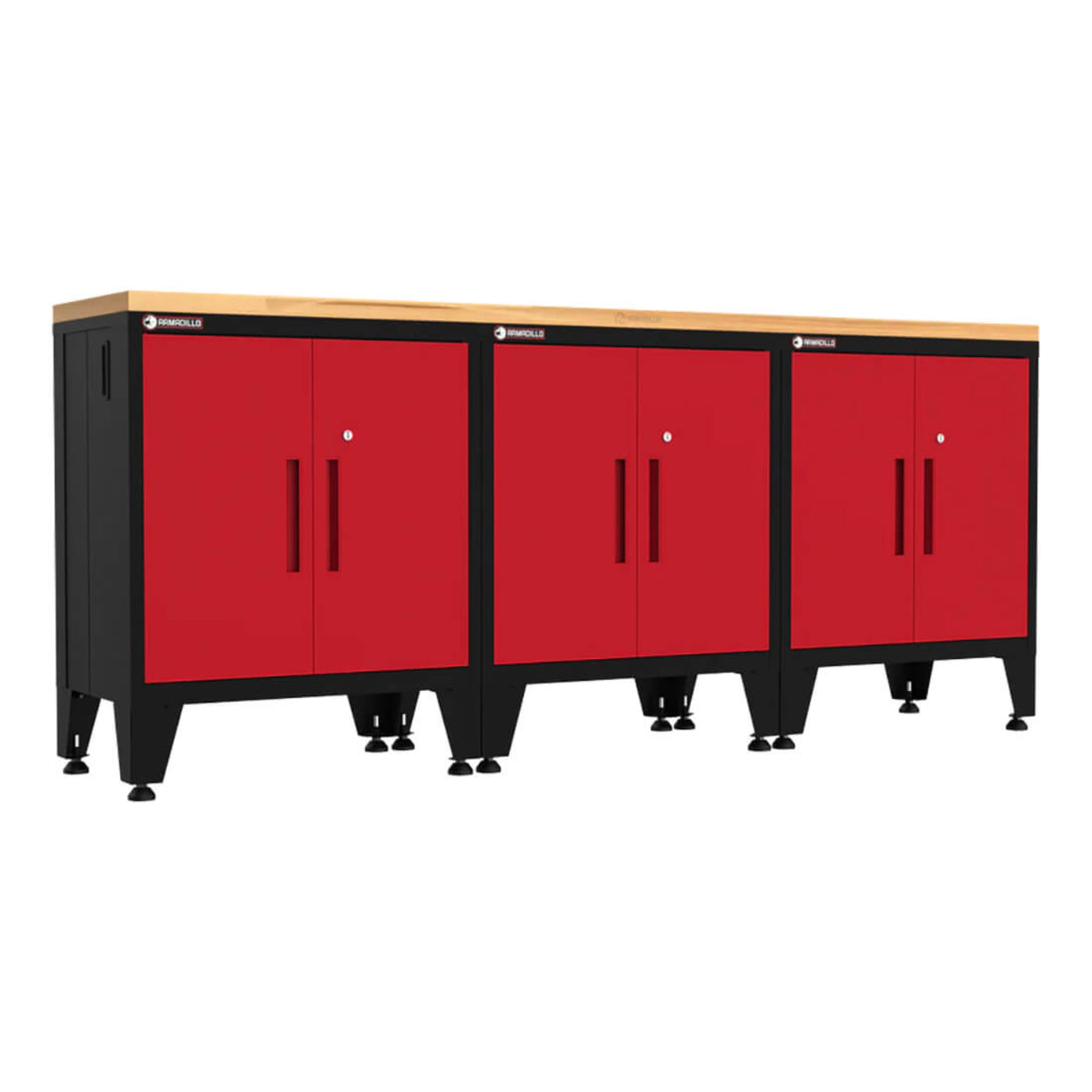 Armadillo Tough Red 4-Piece Garage Cabinet Kit with Leveling Feet - AR4PC88R