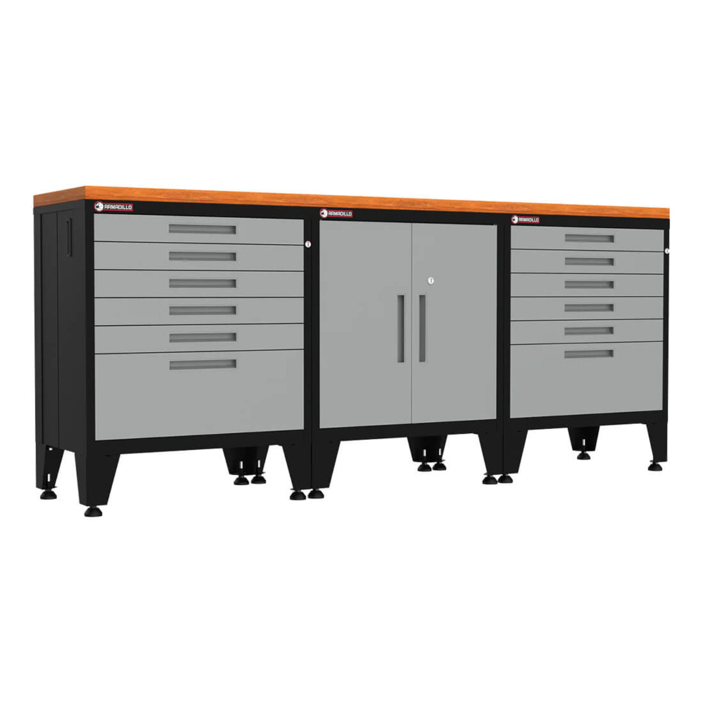 Armadillo Tough Grey 4-Piece Garage Cabinet Set with Levelers - AR4PC9G