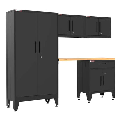 Armadillo Tough Black 5-Piece Garage Cabinet Configuration with Levelers - AR5PC41B