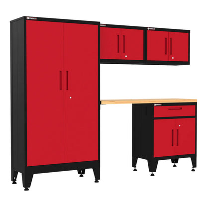 Armadillo Tough Red 5-Piece Garage Cabinet Configuration with Levelers - AR5PC41R