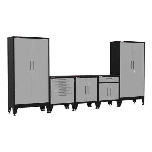 Armadillo Tough Grey 5-Piece Garage Cabinet Storage Combo with Levelers - AR5PC71G