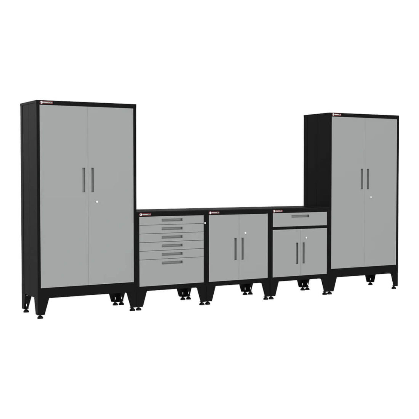 Armadillo Tough Grey 5-Piece Garage Cabinet Storage Combo with Levelers - AR5PC71G