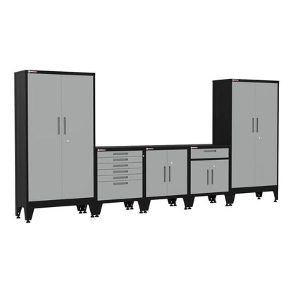 Armadillo Tough Grey 5-Piece Garage Cabinet Storage Combo with Levelers - AR5PC71G