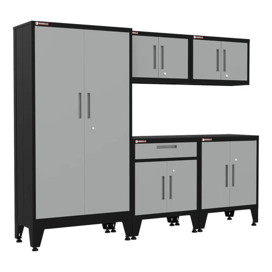Armadillo Tough Grey 5-Piece Garage Cabinet Combo with Levelers - AR5PC73G
