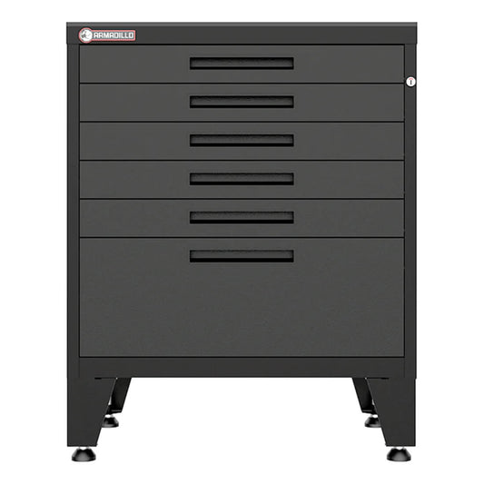 Armadillo Tough Black 6-Drawer Tool Cabinet with Rubber Work Mat - AR6DR28BB