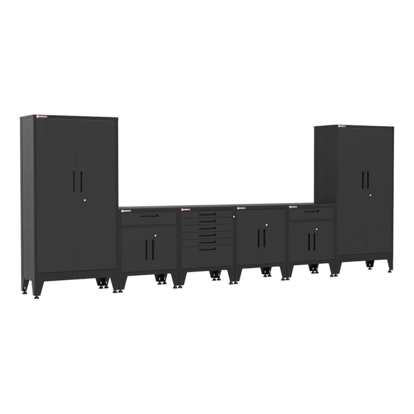 Armadillo Tough Black 6-Piece Garage Cabinet System with Levelers - AR6PC72B