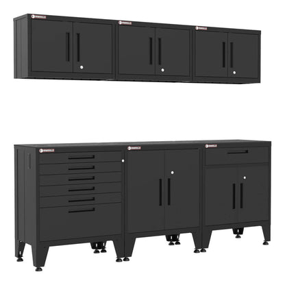 Armadillo Tough Black 6-Piece Garage Cabinet Storage Solution with Levelers - AR6PC75B