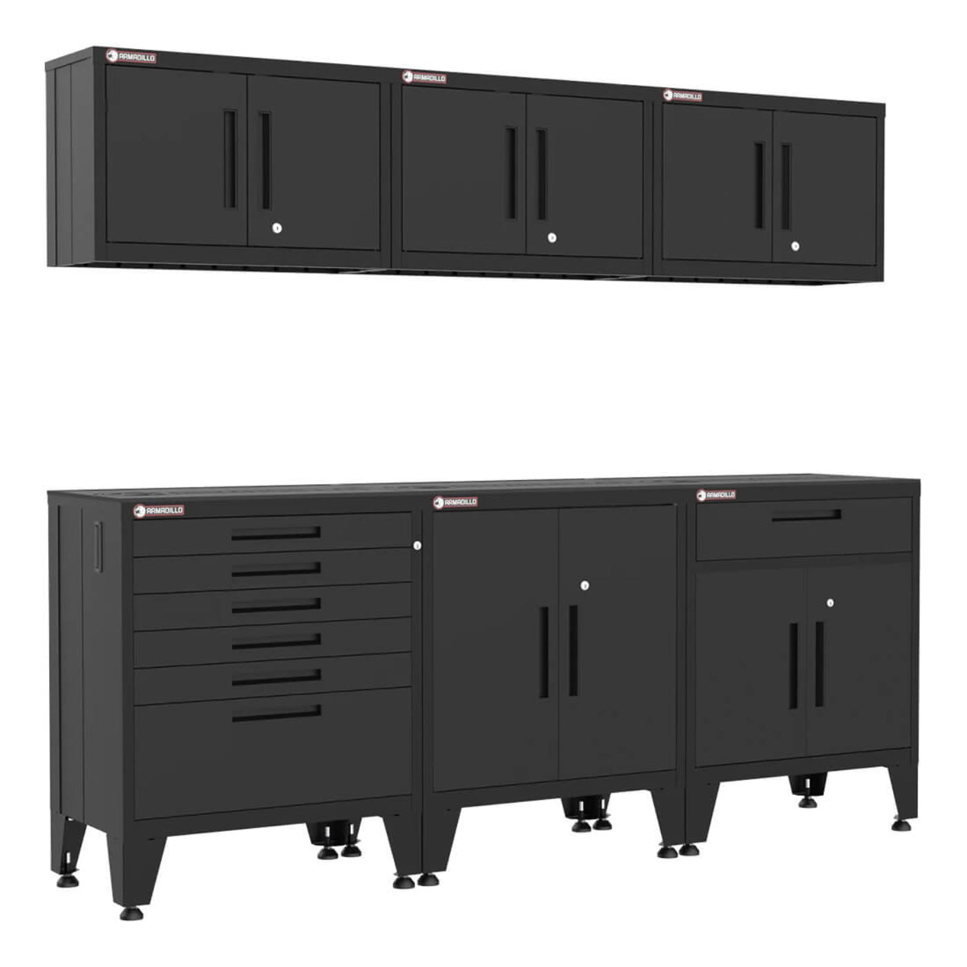 Armadillo Tough Black 6-Piece Garage Cabinet Storage Solution with Levelers - AR6PC75B