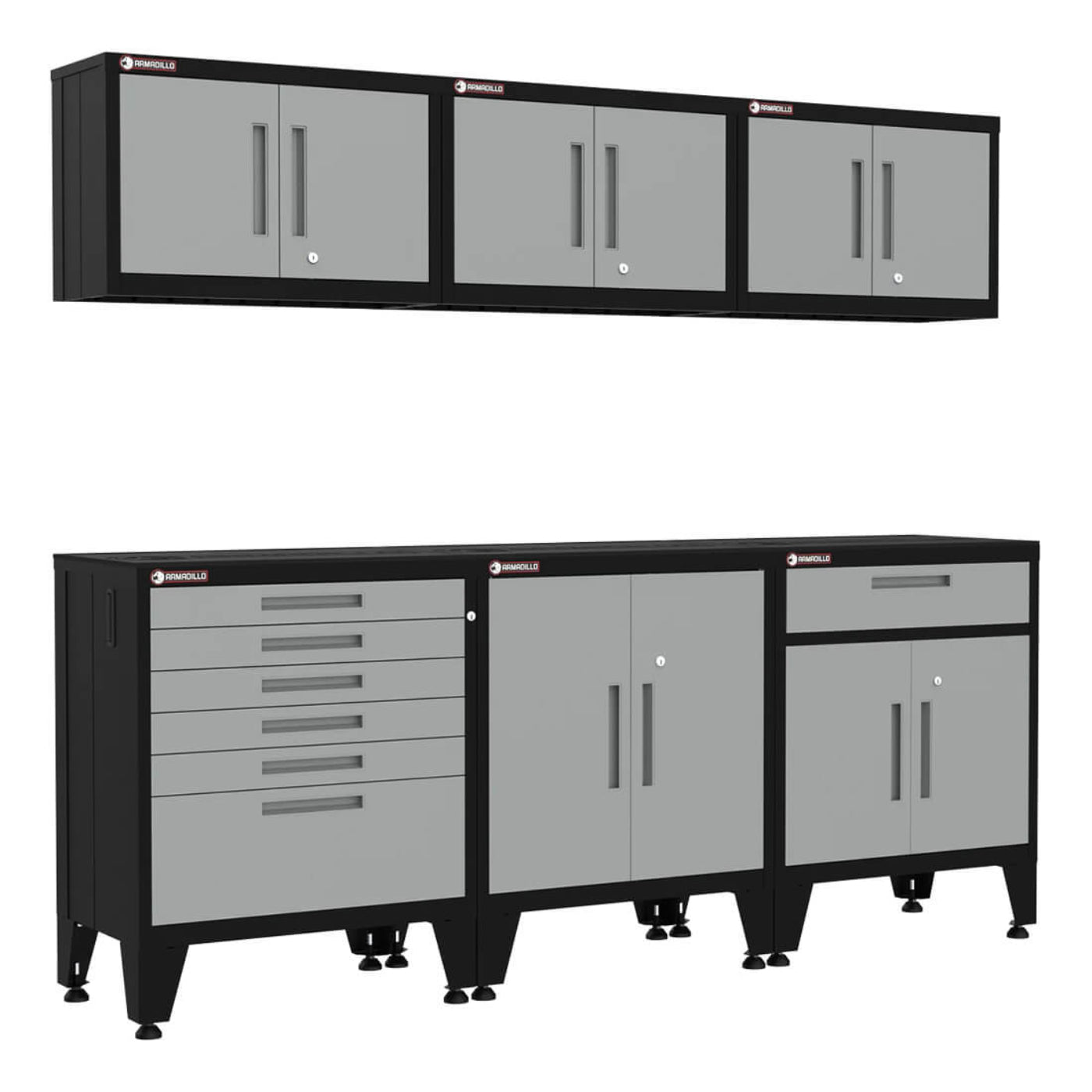 Armadillo Tough Grey 6-Piece Garage Cabinet Storage Solution with Levelers - AR6PC75G