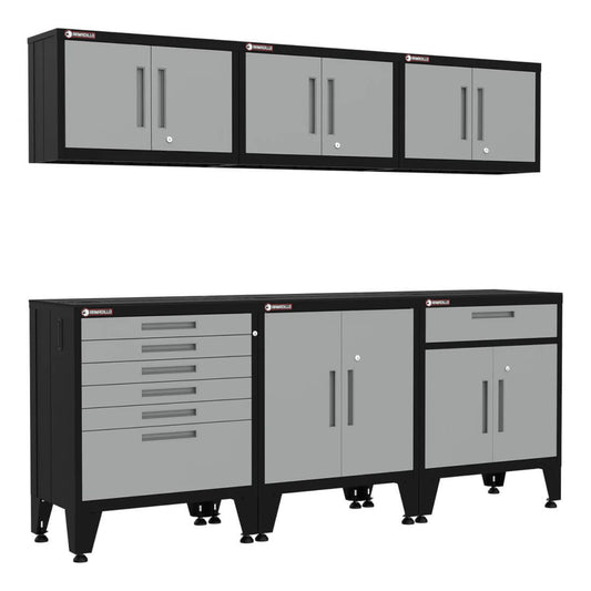 Armadillo Tough Grey 6-Piece Garage Cabinet Storage Solution with Levelers - AR6PC75G