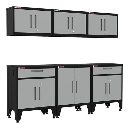 Armadillo Tough Grey 6-Piece Garage Cabinet Storage System with Levelers - AR6PC82G