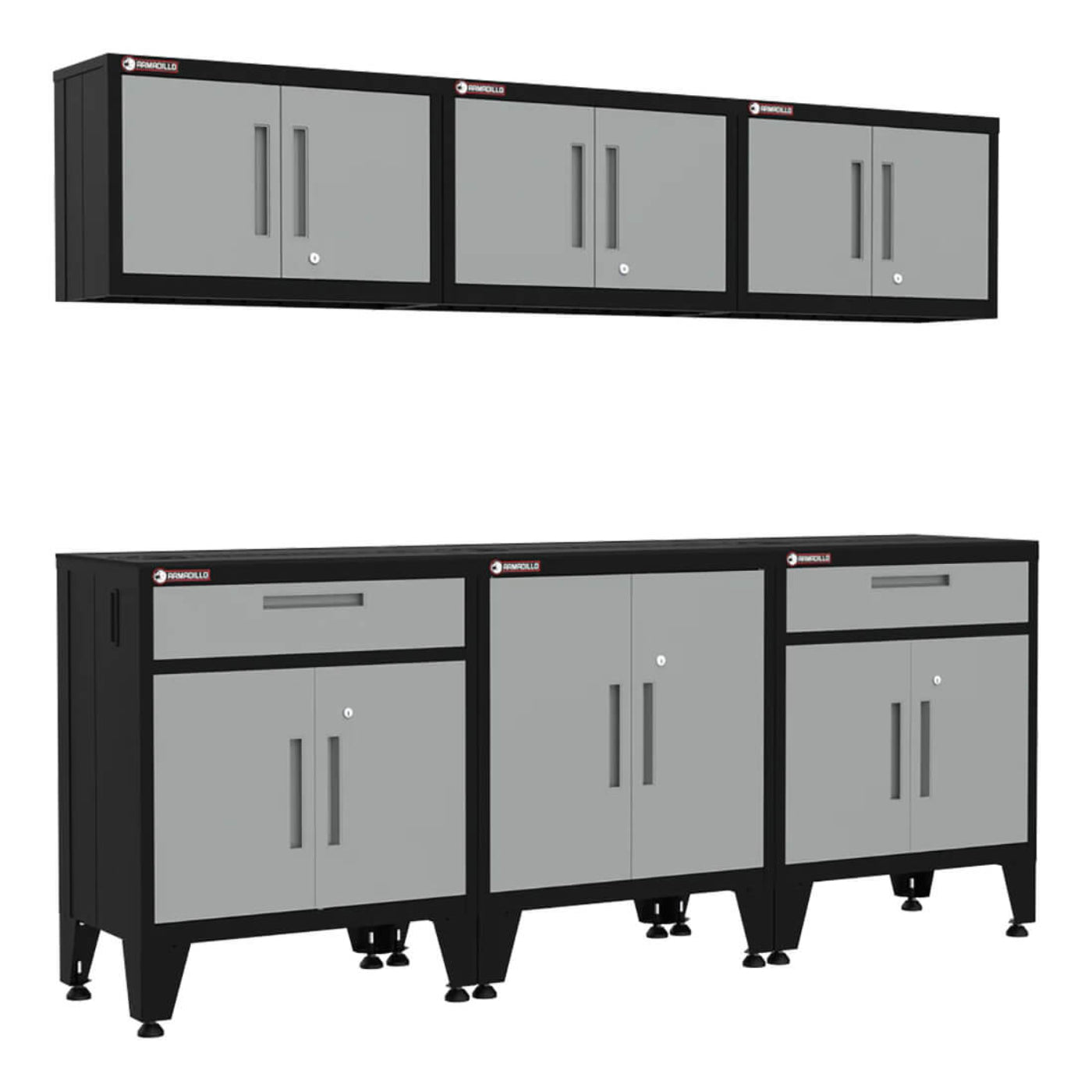 Armadillo Tough Grey 6-Piece Garage Cabinet Storage System with Levelers - AR6PC82G