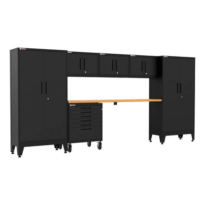 Armadillo Tough Black 7-Piece Garage Cabinet Set with Levelers and Casters - AR7PC17B