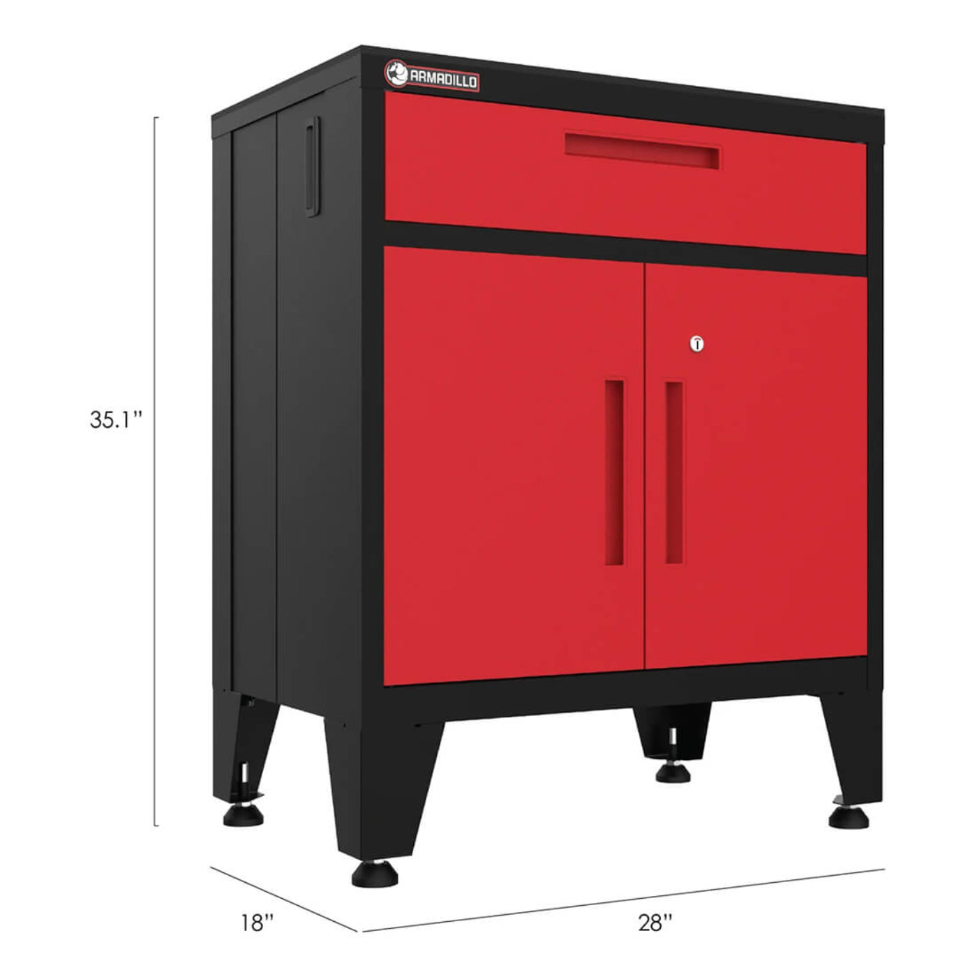 Armadillo Tough Red 7-Piece Garage Cabinet Configuration with Levelers and Casters - AR7PC20R