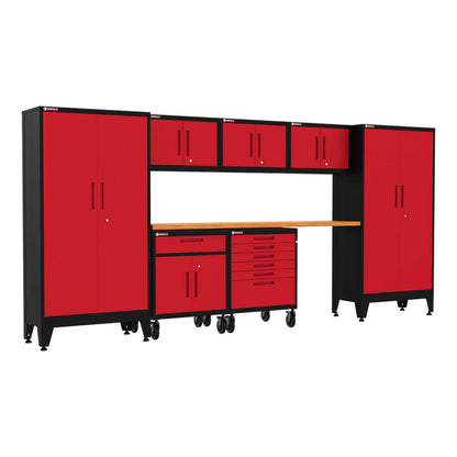 Armadillo Tough Red 8-Piece Garage Cabinet Set with Levelers and Casters - AR8PC22R