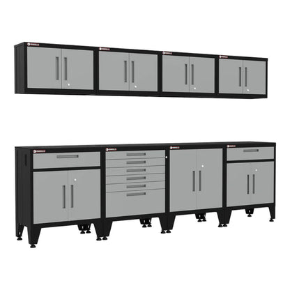 Armadillo Tough Grey 8-Piece Garage Cabinet System with Levelers - AR8PC76G