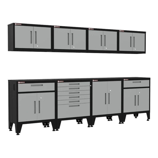 Armadillo Tough Grey 8-Piece Garage Cabinet System with Levelers - AR8PC76G