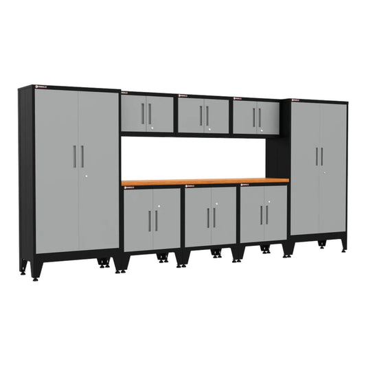 Armadillo Tough Grey 9-Piece Garage Cabinet Set with Levelers - AR9PC24G