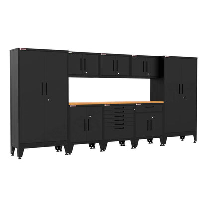 Armadillo Tough Black 9-Piece Garage Cabinet Setup with Levelers - AR9PC25B