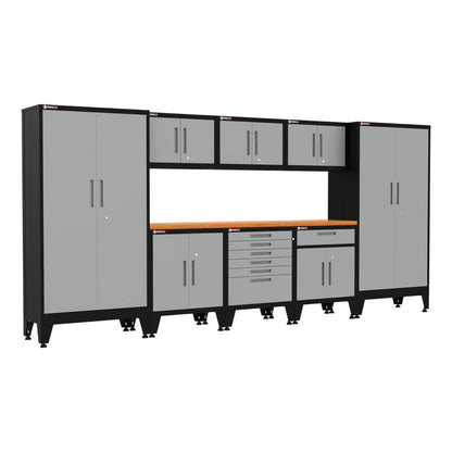 Armadillo Tough Grey 9-Piece Garage Cabinet Setup with Levelers - AR9PC25G