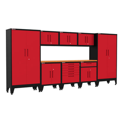 Armadillo Tough Red 9-Piece Garage Cabinet Setup with Levelers - AR9PC25R
