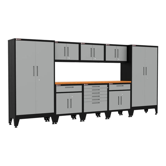 Armadillo Tough Grey 9-Piece Garage Cabinet Kit with Levelers - AR9PC26G