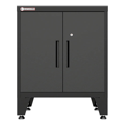 Armadillo Tough Black 2-Door Base Cabinet with Rubber Work Mat - ARDO28BB