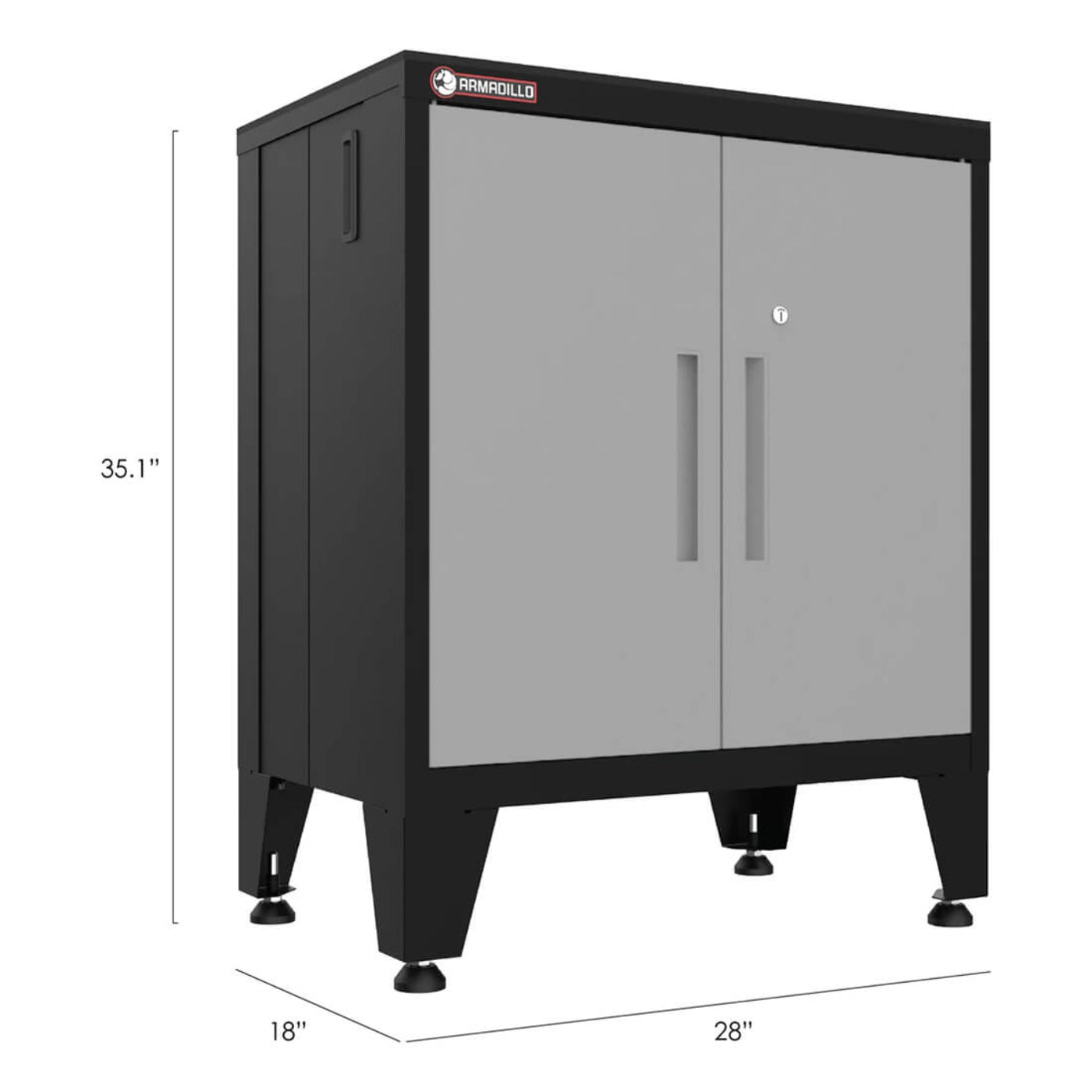 Armadillo Tough Grey 2-Door Base Cabinet with Rubber Work Mat - ARDO28BG