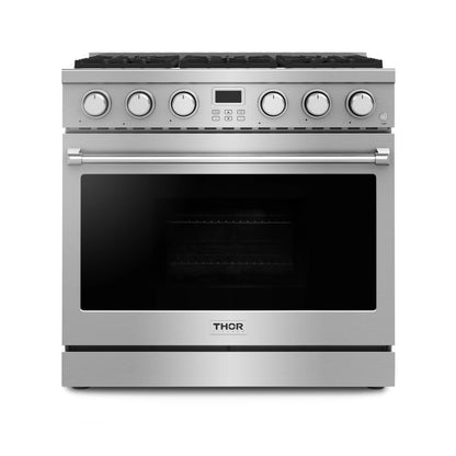 Thor Kitchen 36-Inch Propane Gas Range with 6 Burners, 6.0 Cu. Ft. Convection Oven in Stainless Steel  - ARG36LP