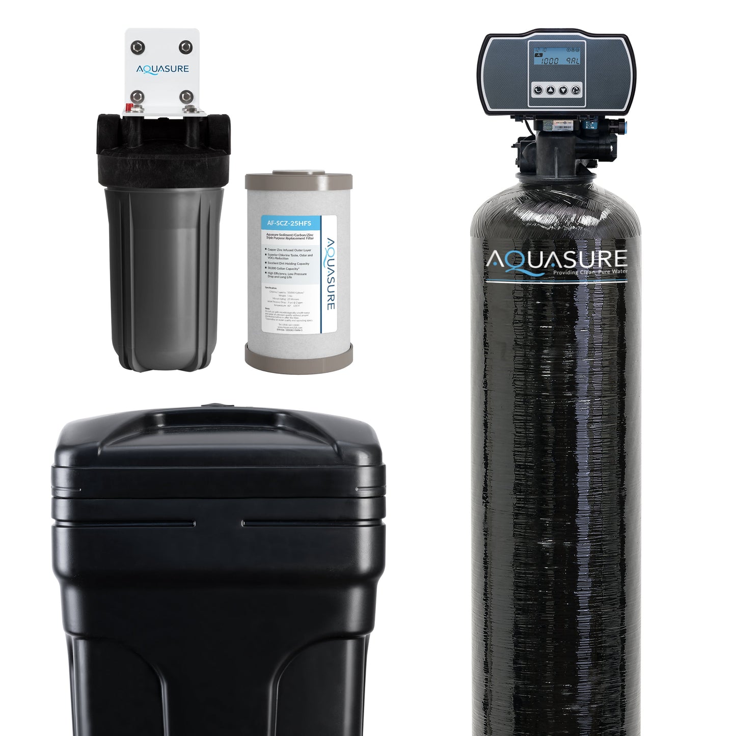 Aquasure Series | 50,000 GRAINS Water Softener & Triple Purpose Pre-Filter - AS-HS50SCZ