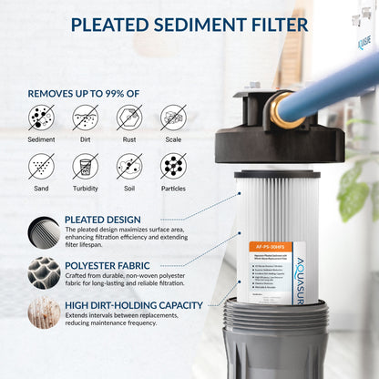 Aquasure Harmony Series | 64,000 Grains Water Softener w/ Fine Mesh Resin and Pleated Sediment Filter - AS-HS64FMP
