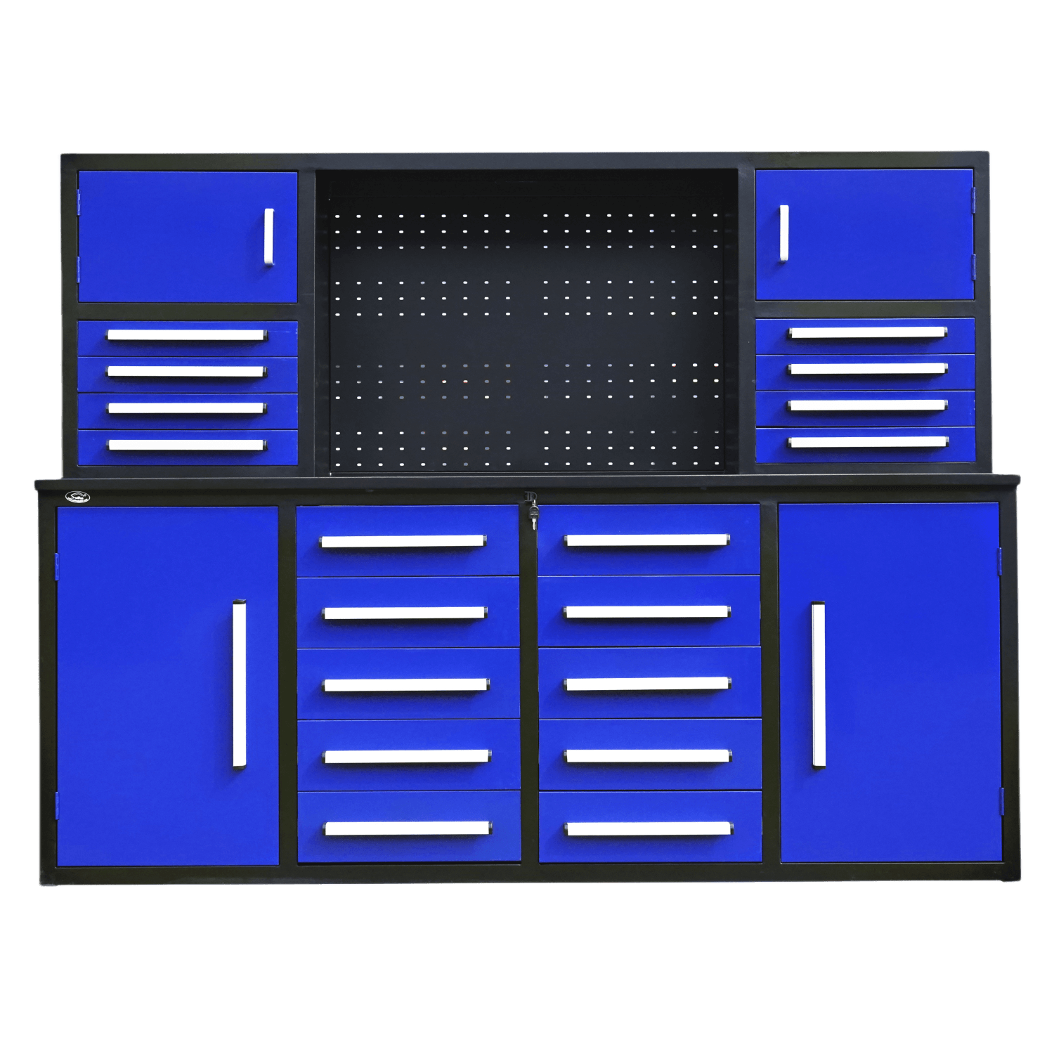 Chery Industrial AS-IS 7' Garage Storage Cabinet with Workbench 18 Drawers & 4 Cabinets & Pegboard