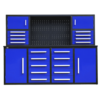 Chery Industrial AS-IS 7' Garage Storage Cabinet with Workbench 18 Drawers & 4 Cabinets & Pegboard