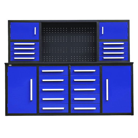 Chery Industrial AS-IS 7' Garage Storage Cabinet with Workbench 18 Drawers & 4 Cabinets & Pegboard