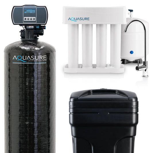 Aquasure Series | 64,000 Grains Whole House Water Softener & 75 GPD Reverse Osmosis System Bundle - AS-PR75HS64D