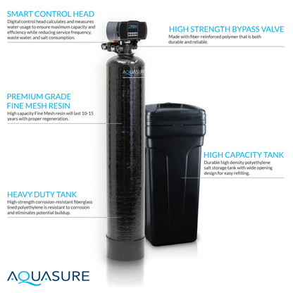 Aquasure Signature Elite | 1,500,000 Gallons Whole House Water Filter Treatment Bundle with 64,000 Grains Softener w/ Fine Mesh Resin, 75 GPD Reverse Osmosis System - AS-SE1500FM