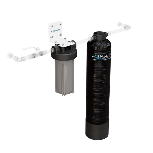 Aquasure Serene Lite Series | 650K Gallons Whole House Salt-Free Water Conditioning/Softening Descaler System with Triple Purpose Filter - AS-SF650