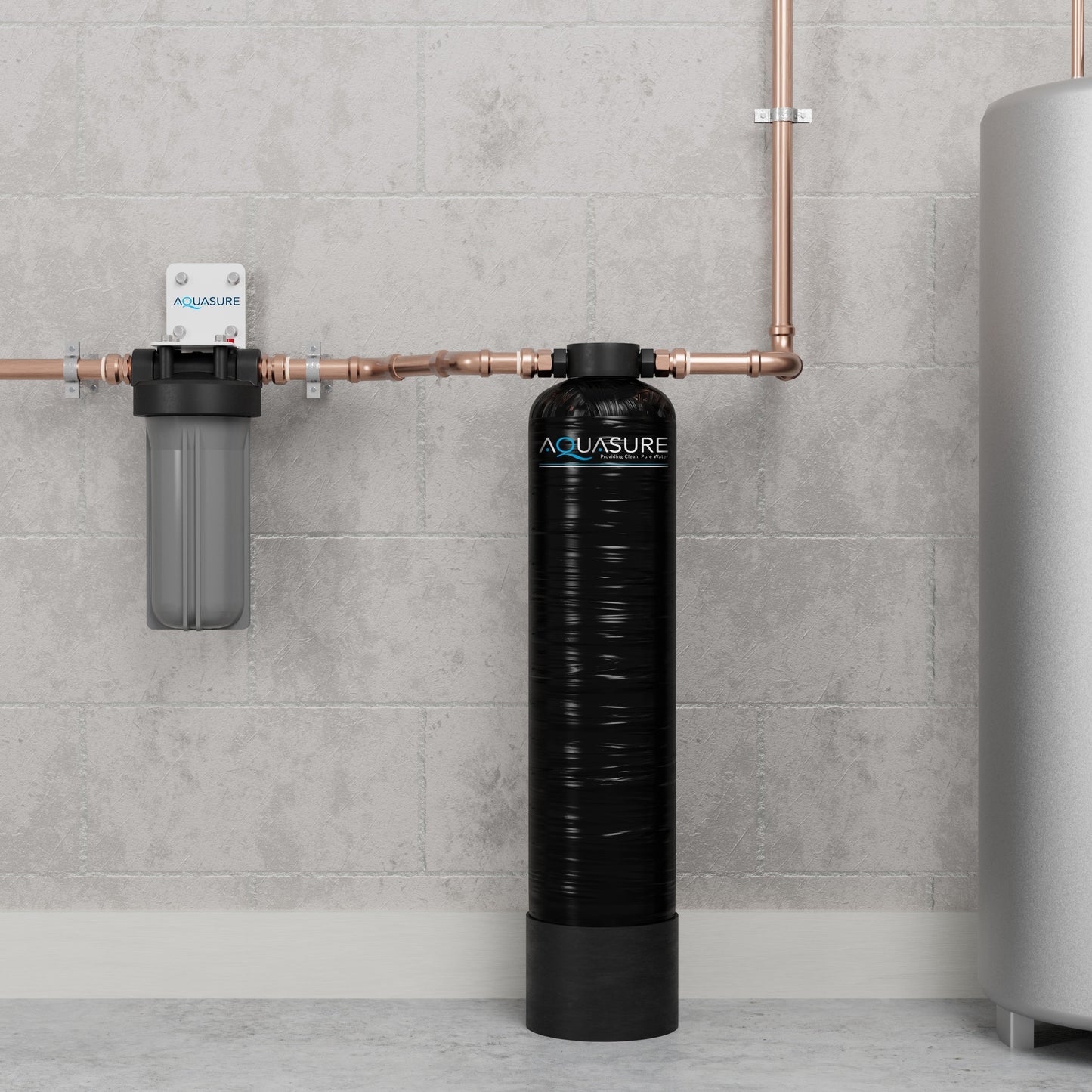 Aquasure Serene Lite Series | 650K Gallons Whole House Salt-Free Water Conditioning/Softening Descaler System with Triple Purpose Filter - AS-SF650