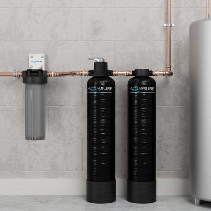 Aquasure Serene Lite Series | 800K Gallons Whole House Salt-Free Conditioning/Softening Descaler Bundle with Water Treatment System and Pleated Sediment Pre-Filter - AS-SF800CK