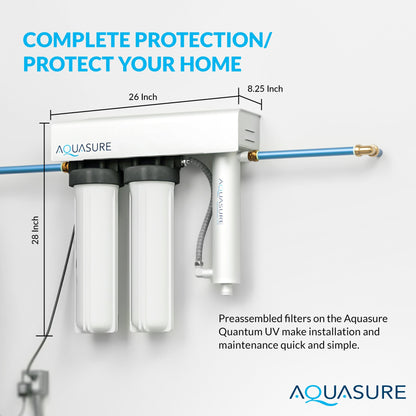 Aquasure Quantum Series | 18 GPM Multi-Stage UV Ultraviolet Light Whole House Water Treatment Filtration System, 48W - AS-WHUV18HO
