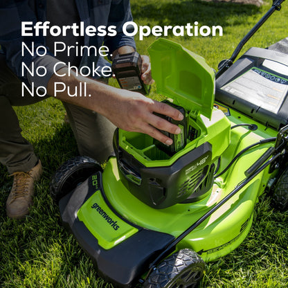 Greenworks 48V 20" Cordless Push Mower 3PC Combo Kit, (2) 4.0Ah, (1) 2.0Ah Battery, Rapid Charger - 1366302