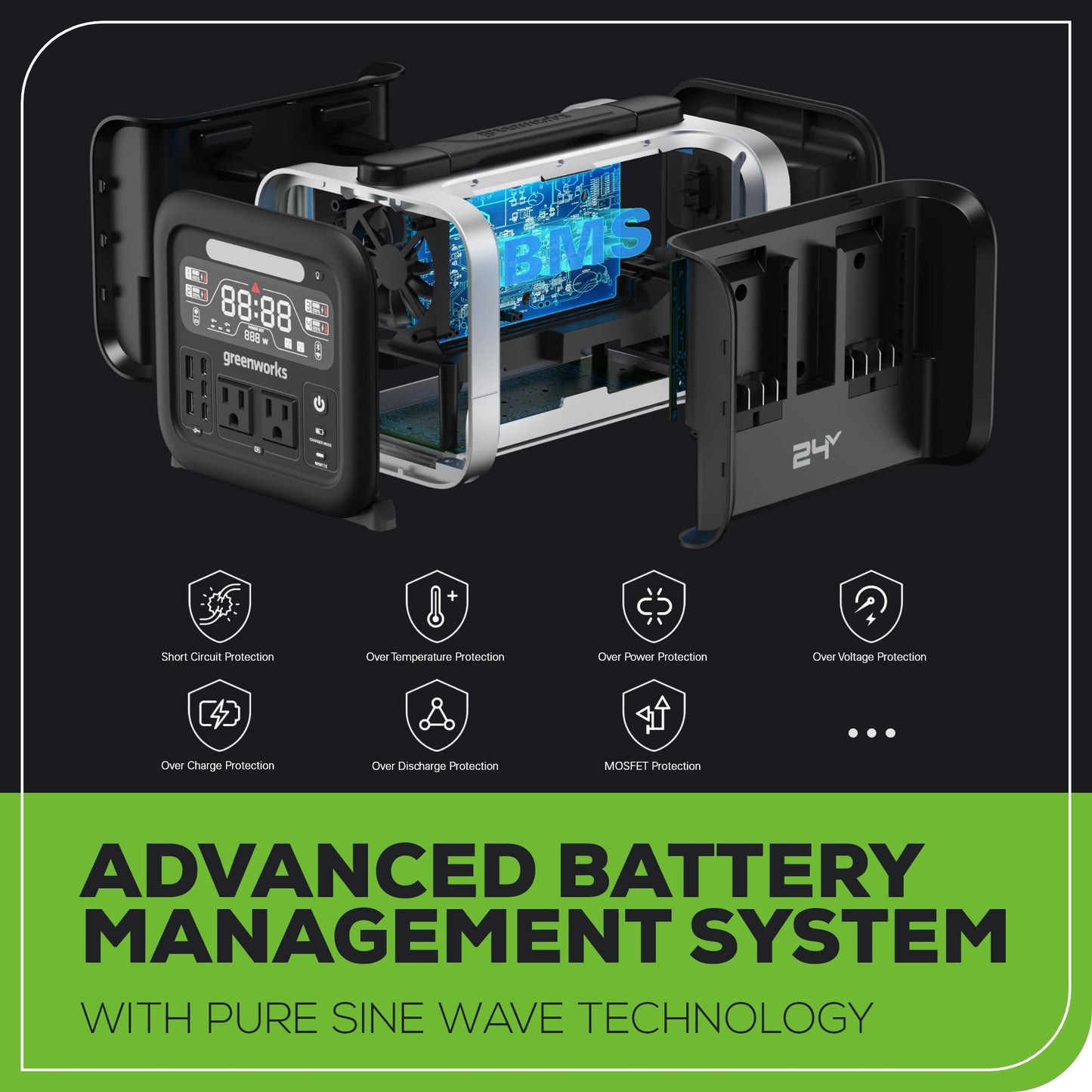 Greenworks 24V 500W Portable Power Station w/ (4)4.0Ah Battery & Charger - 2988402