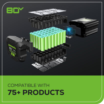 Greenworks 80V 800CFM Cordless Battery Dual Port Backpack Blower w/ (2) 5Ah Battery & Dual Port Rapid Charger - 2420602