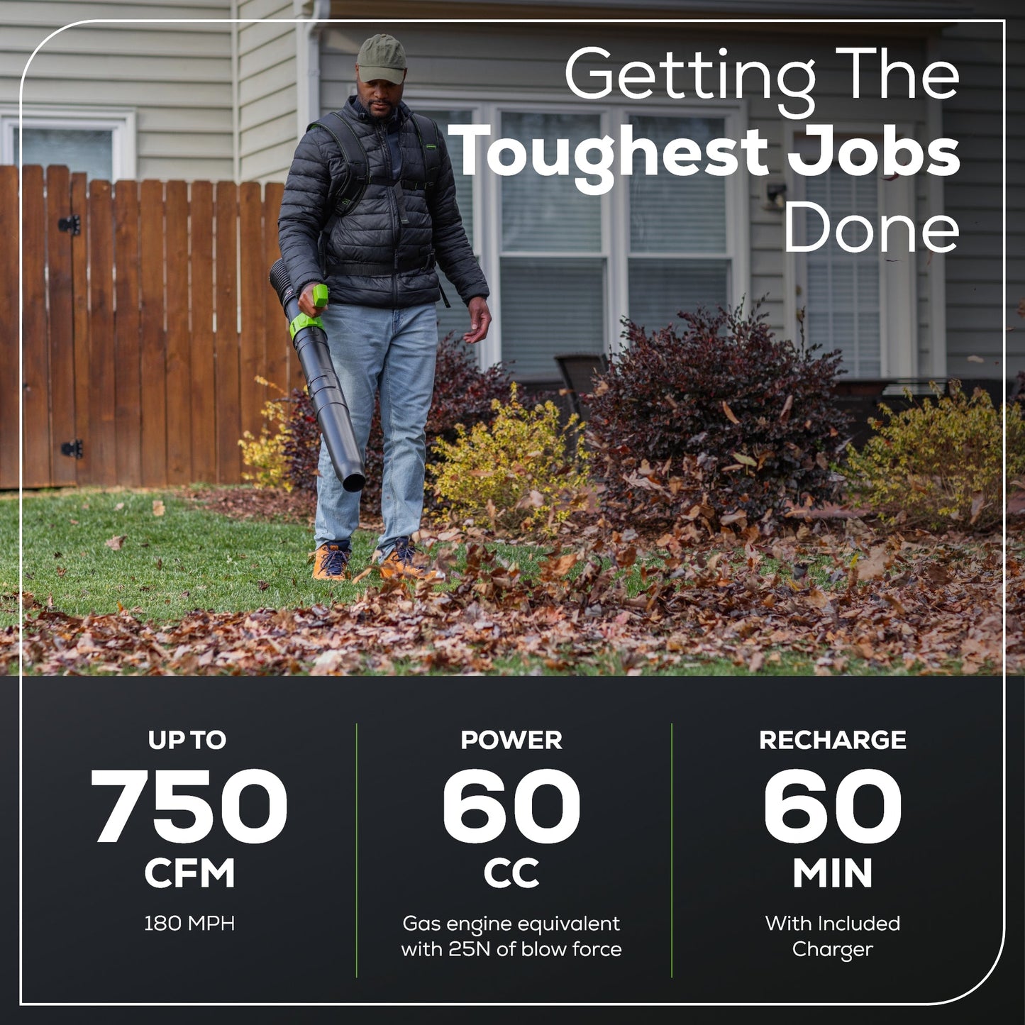 Greenworks 80V 750CFM Cordless Battery Single Port Backpack Blower w/ 4Ah Battery & Charger - 2437902