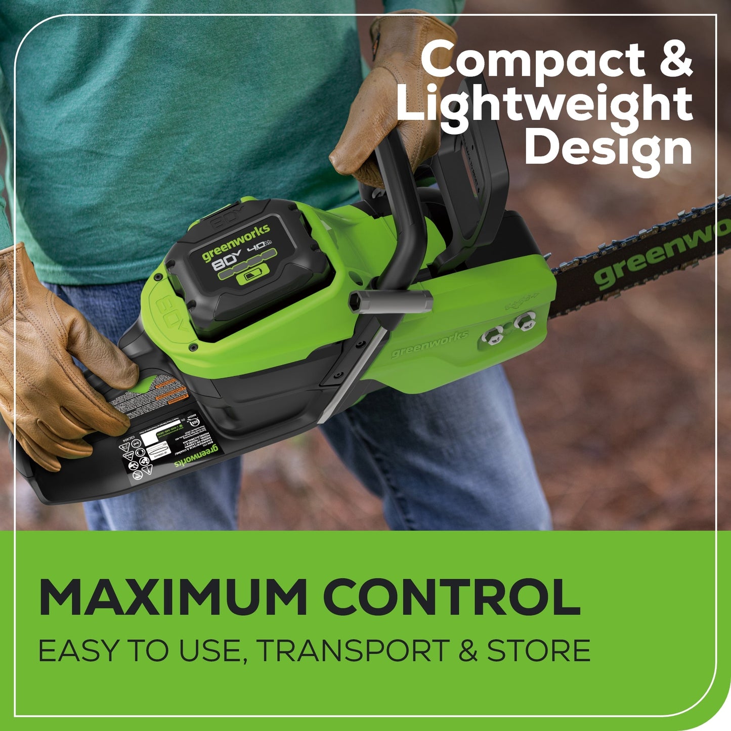 Greenworks 80V 18" 2.5kW Cordless Battery Chainsaw w/ (1) 4Ah Battery & 2A Charger - 2030102