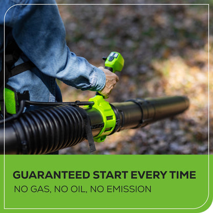 Greenworks 80V 800CFM Cordless Battery Dual Port Backpack Blower w/ (2) 5Ah Battery & Dual Port Rapid Charger - 2420602
