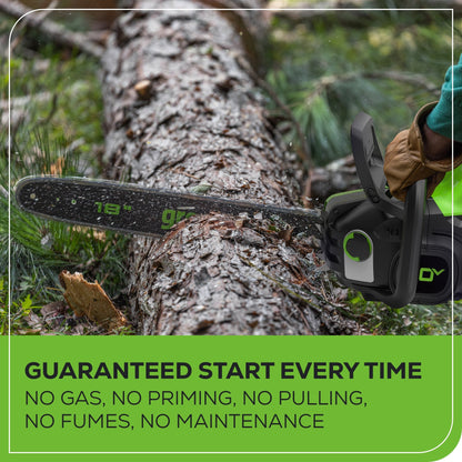Greenworks 80V 18" 2.5kW Cordless Battery Chainsaw w/ (1) 4Ah Battery & 2A Charger - 2030102