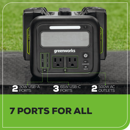 Greenworks 24V 500W Portable Power Station w/ (4)4.0Ah Battery & Charger - 2988402