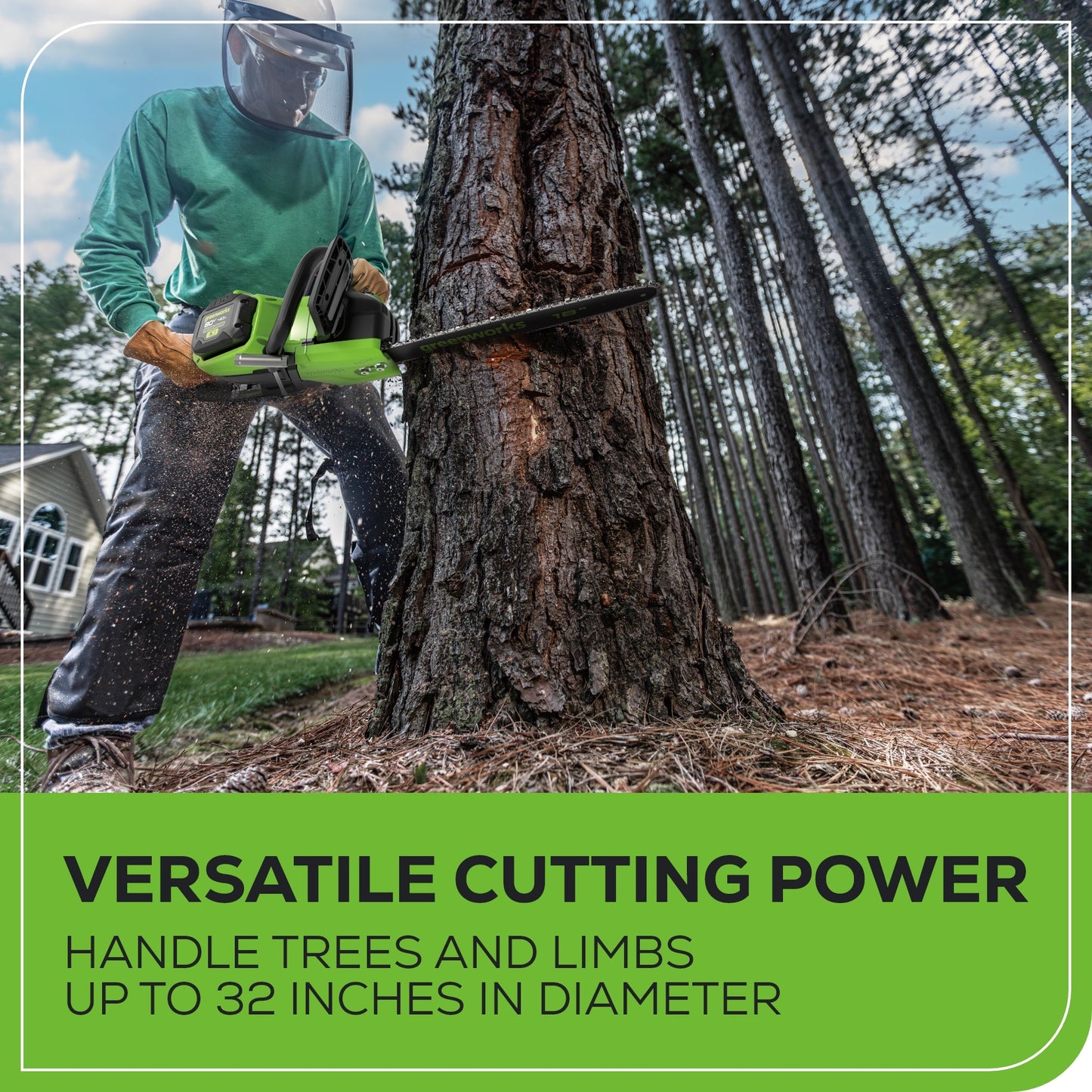 Greenworks 80V 18" 2.5kW Cordless Battery Chainsaw w/ (1) 4Ah Battery & 2A Charger - 2030102