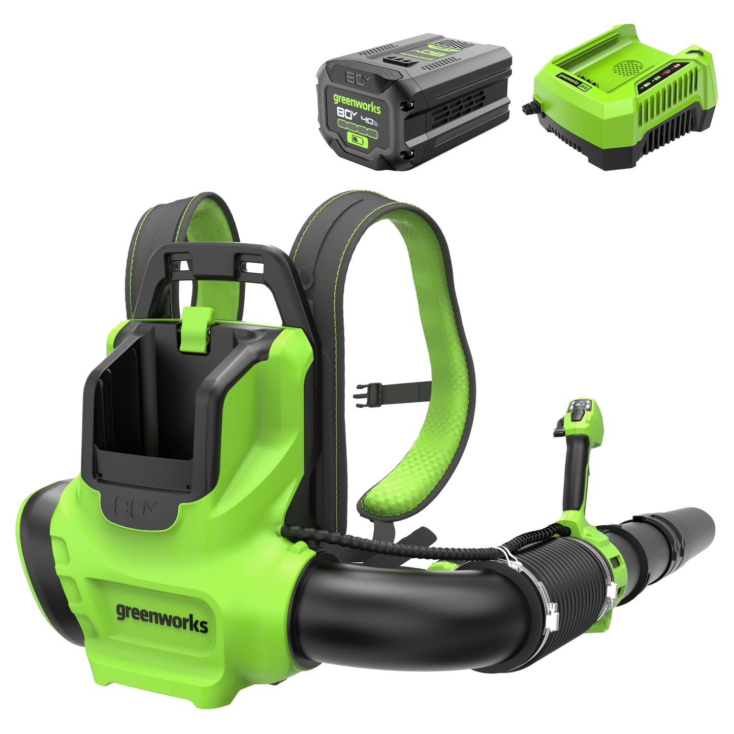 Greenworks 80V 750CFM Cordless Battery Single Port Backpack Blower w/ 4Ah Battery & Charger - 2437902